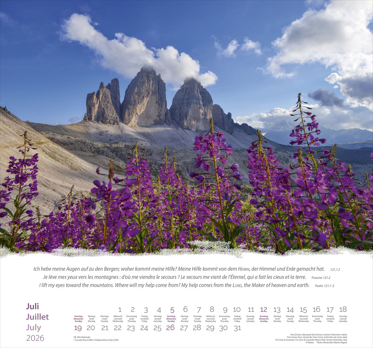 Berge-Montagnes-Mountains 2026 - Wandkalender Berge-Montagnes-Mountains 2026 - Wandkalender