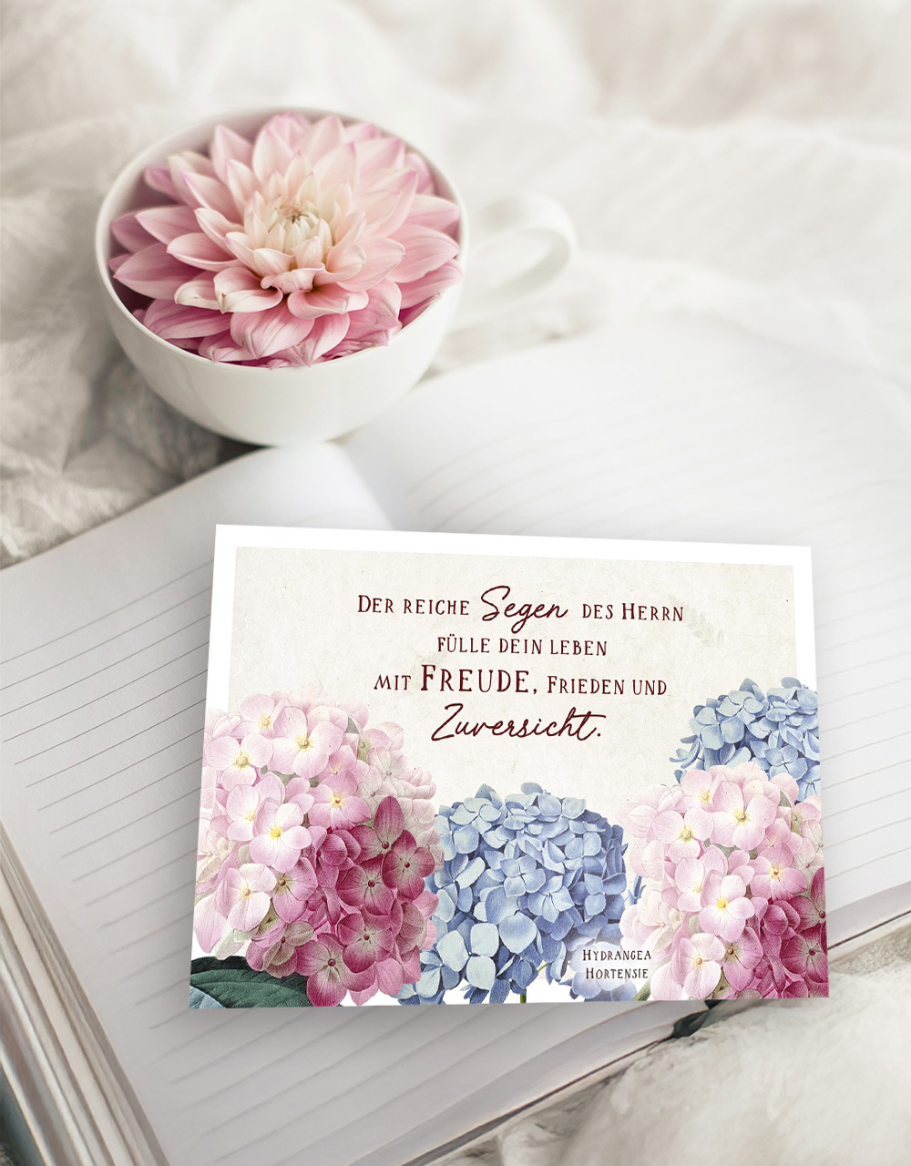 Postkarte Hortensien