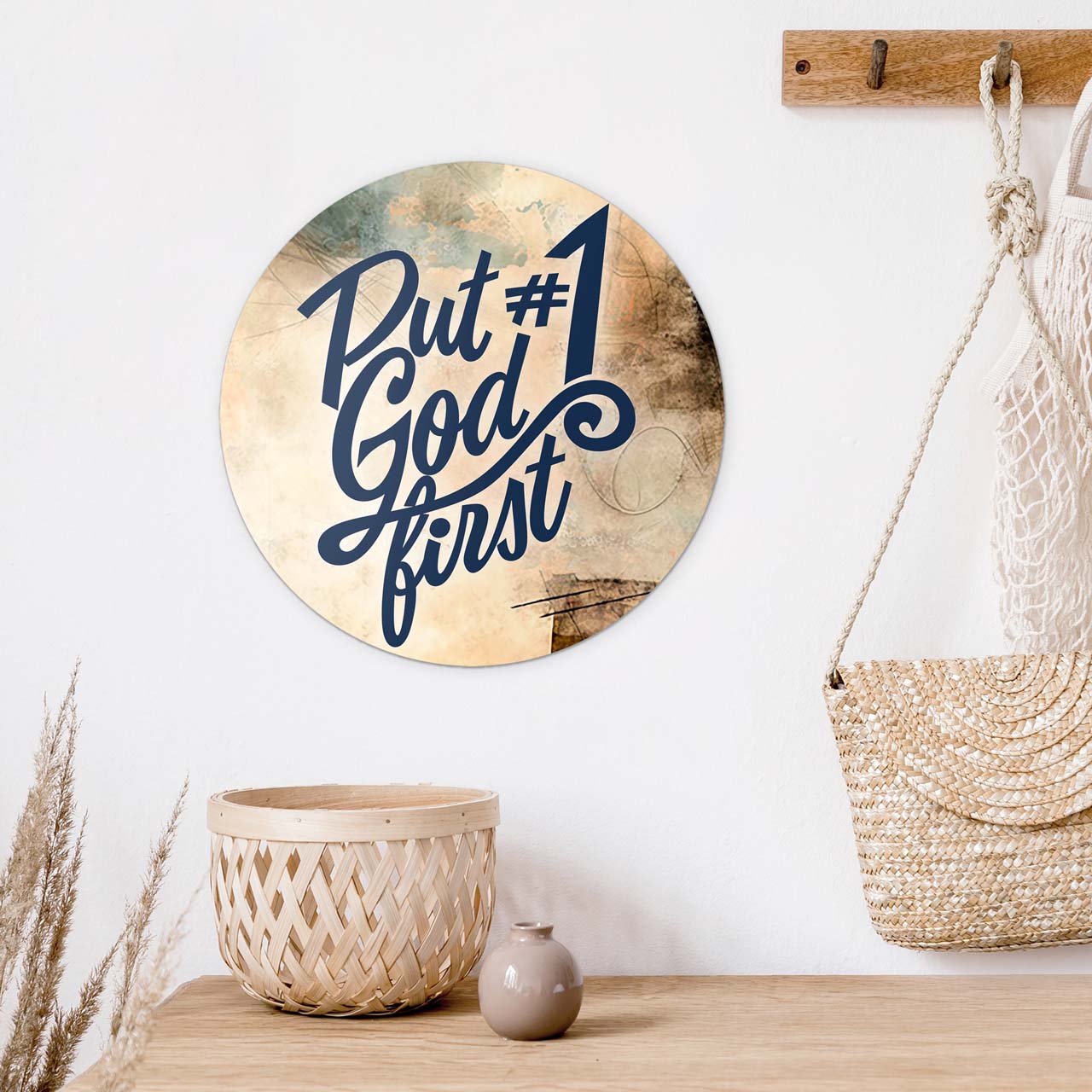 Wandschmuckbild God first 25 cm