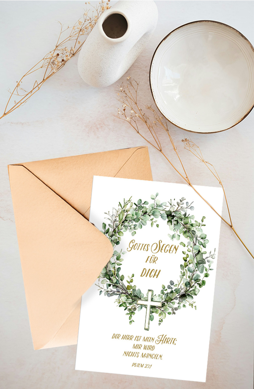 Faltkarte Gottes Segen Eukalyptus