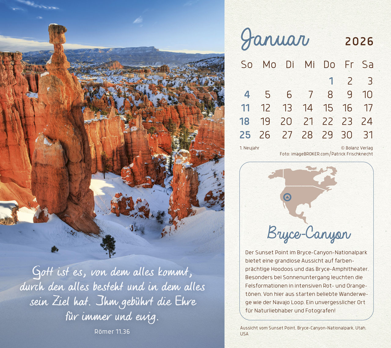 Faszinierende Schöpfung 2026 - Tischkalender