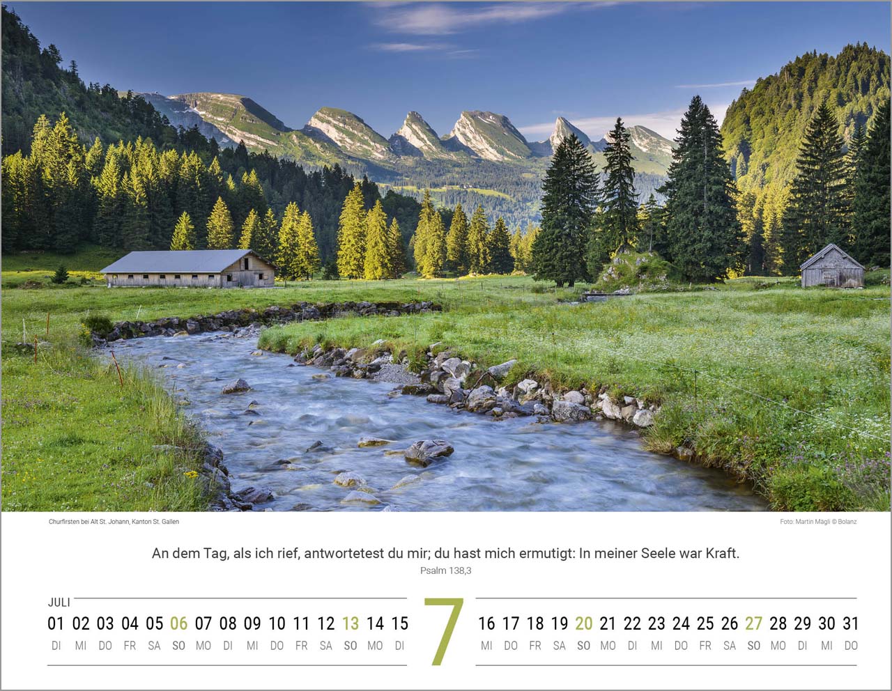 Schweizer Bergwelten Wandkalender 2025