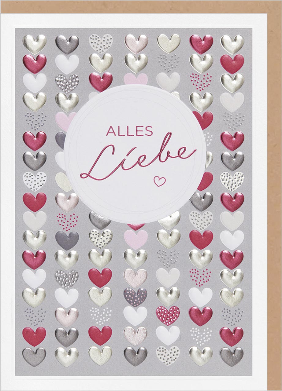 Faltkarte Alles Liebe - Herzen
