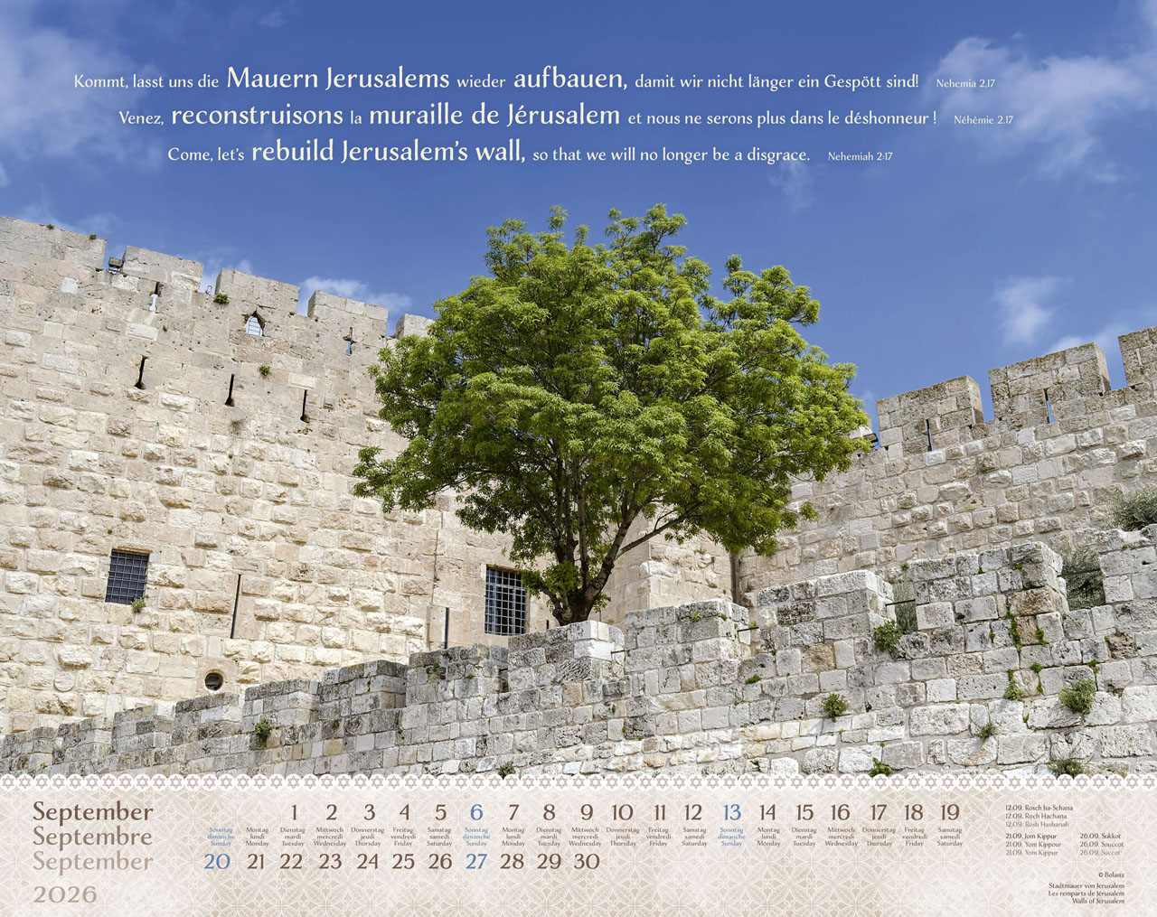 Israel Shalom 2026 - Wandkalender Israel Shalom 2026 - Wandkalender