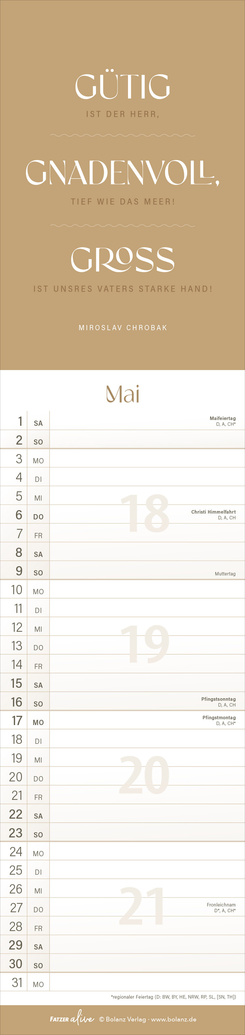 Erfüllt leben 2027 – Streifenterminkalender