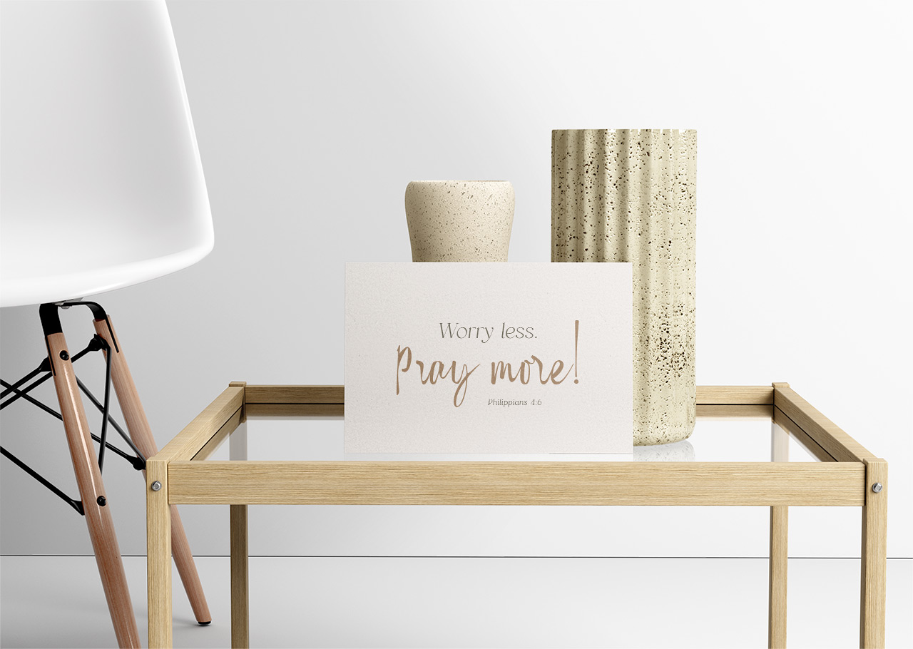 Postkarte Worry less. Pray more!