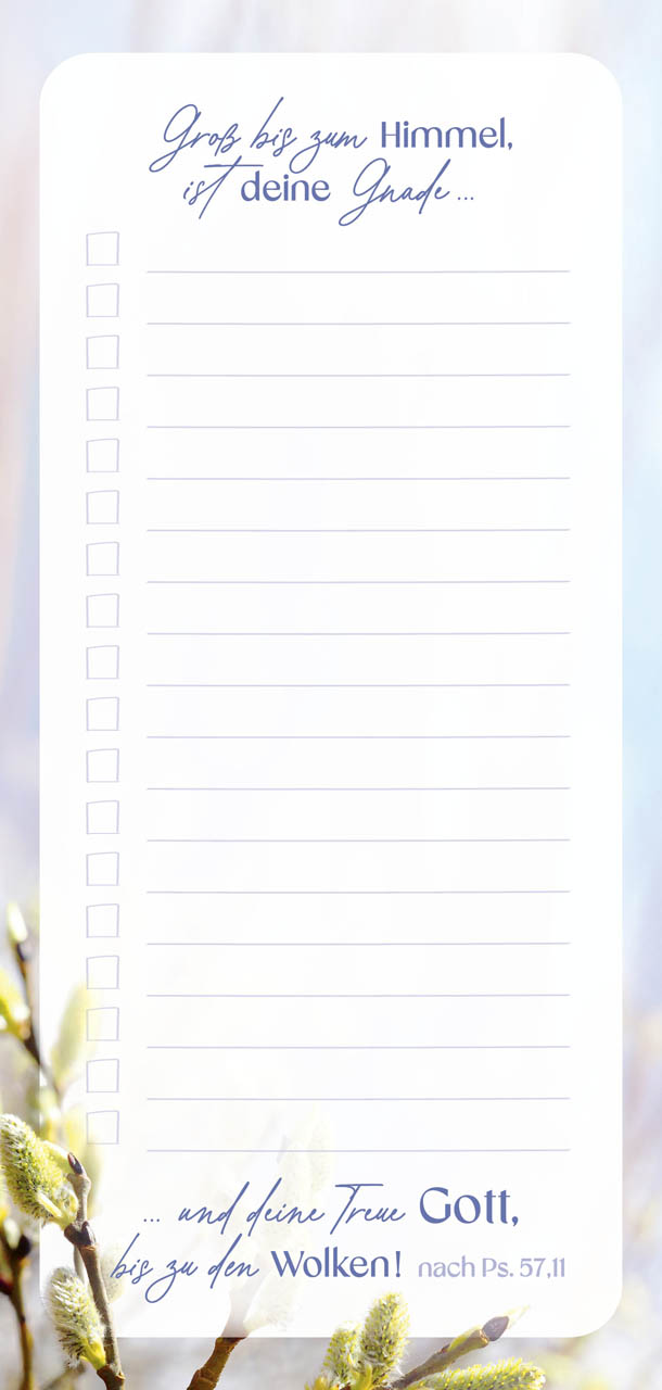 Küchen-Notizblock Einkäufe – Weidenkätzchen