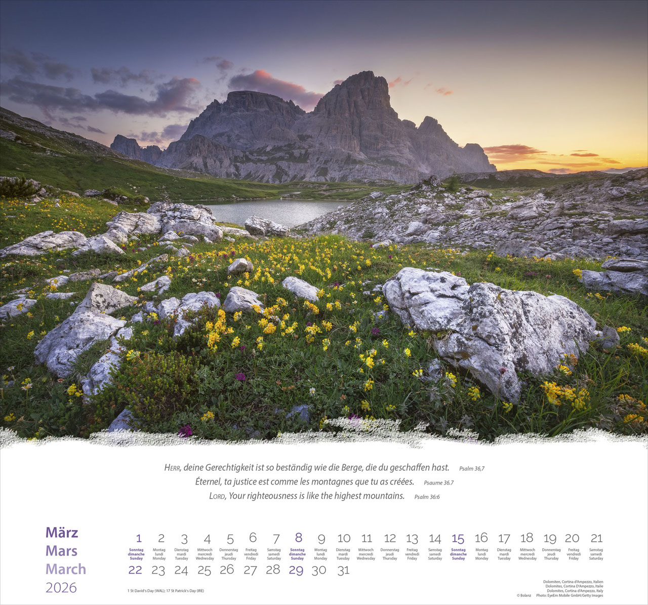Berge-Montagnes-Mountains 2026 - Wandkalender Berge-Montagnes-Mountains 2026 - Wandkalender