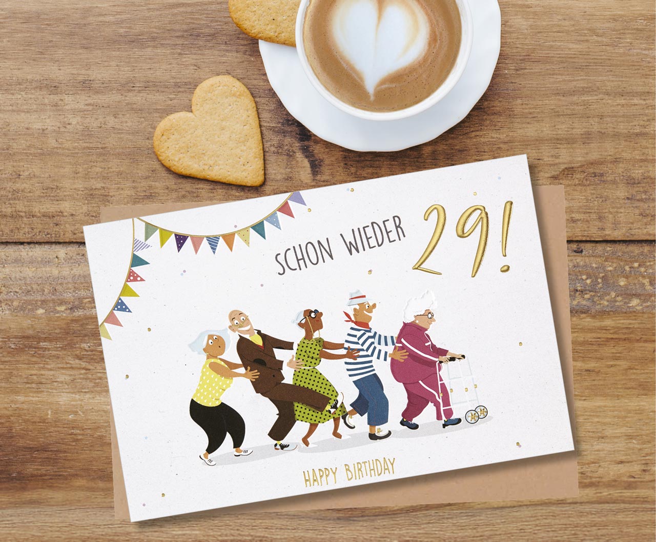 Faltkarte Schon wieder 29!