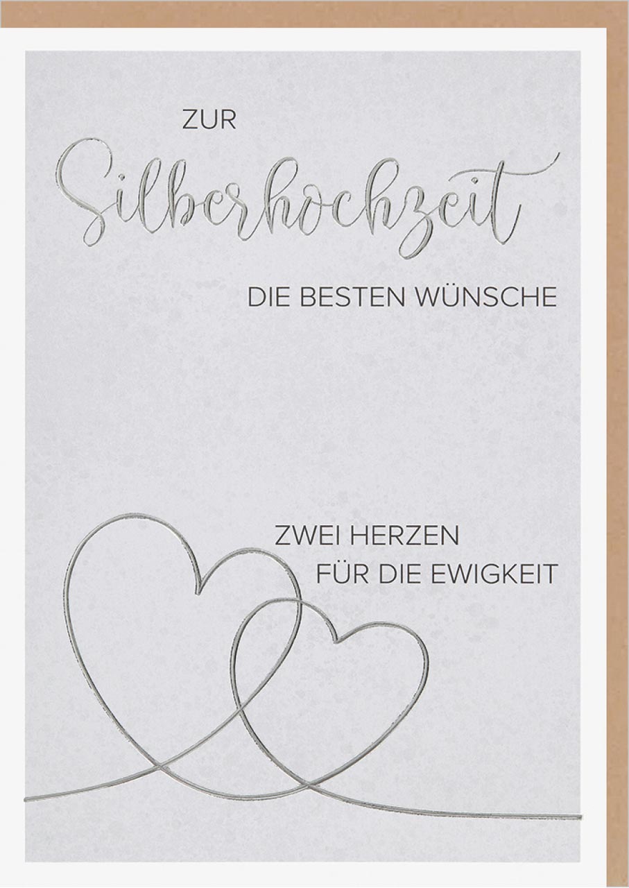 Faltkarte Silberhochzeit Zwei Herzen