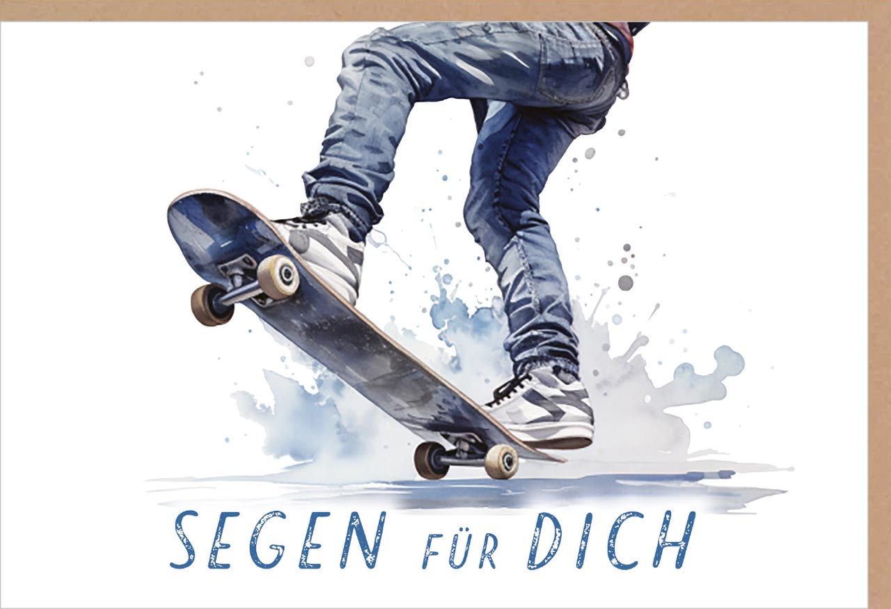 Faltkarte Segen zur Einsegnung/biblischer Unterricht - Skateboard