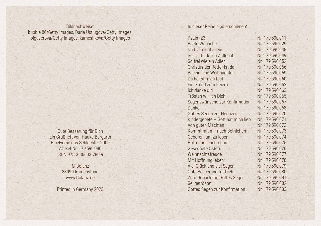 Grußheft - Gute Besserung für Dich