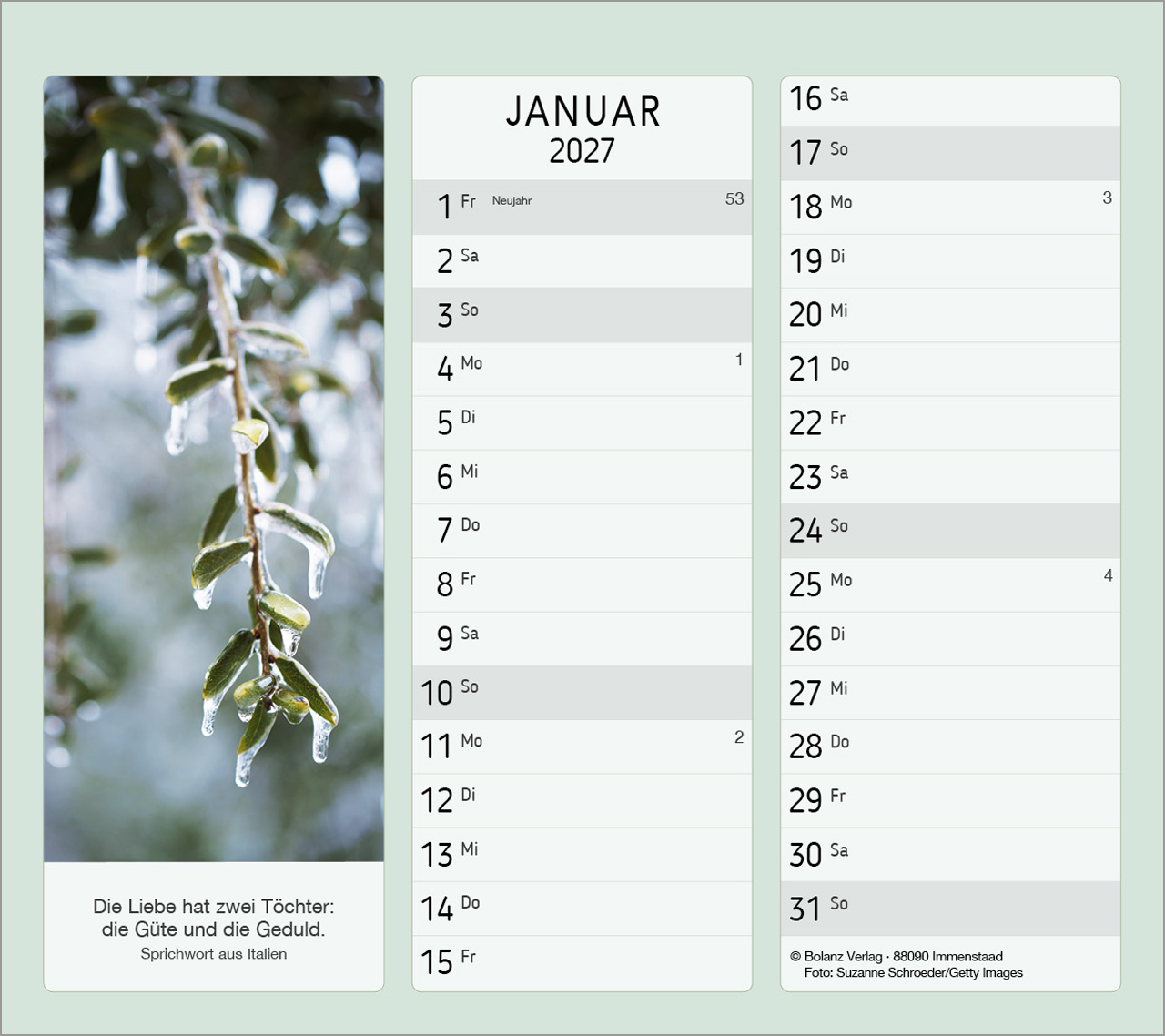 Vormerk-Kalender, mit Sinnsprüche 2027 – Terminkalender