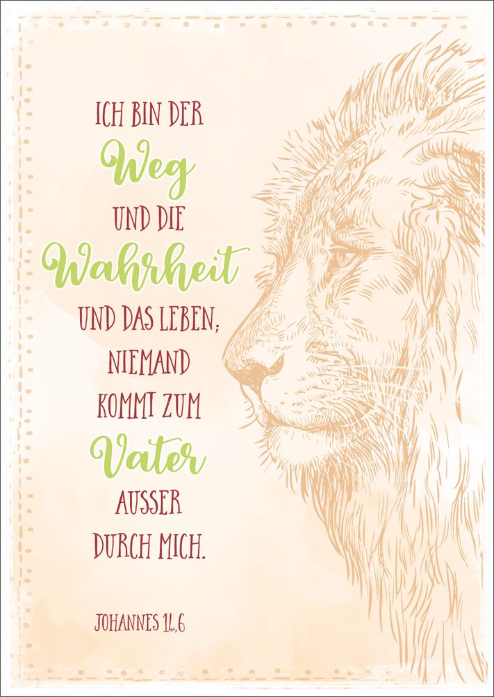 Postkarte Ich bin der Weg / Löwe