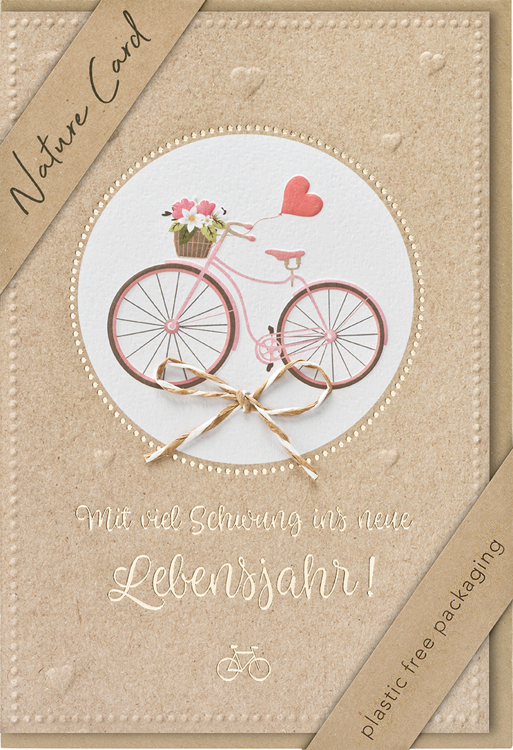 Faltkarte Fahrrad mit Blumenkorb