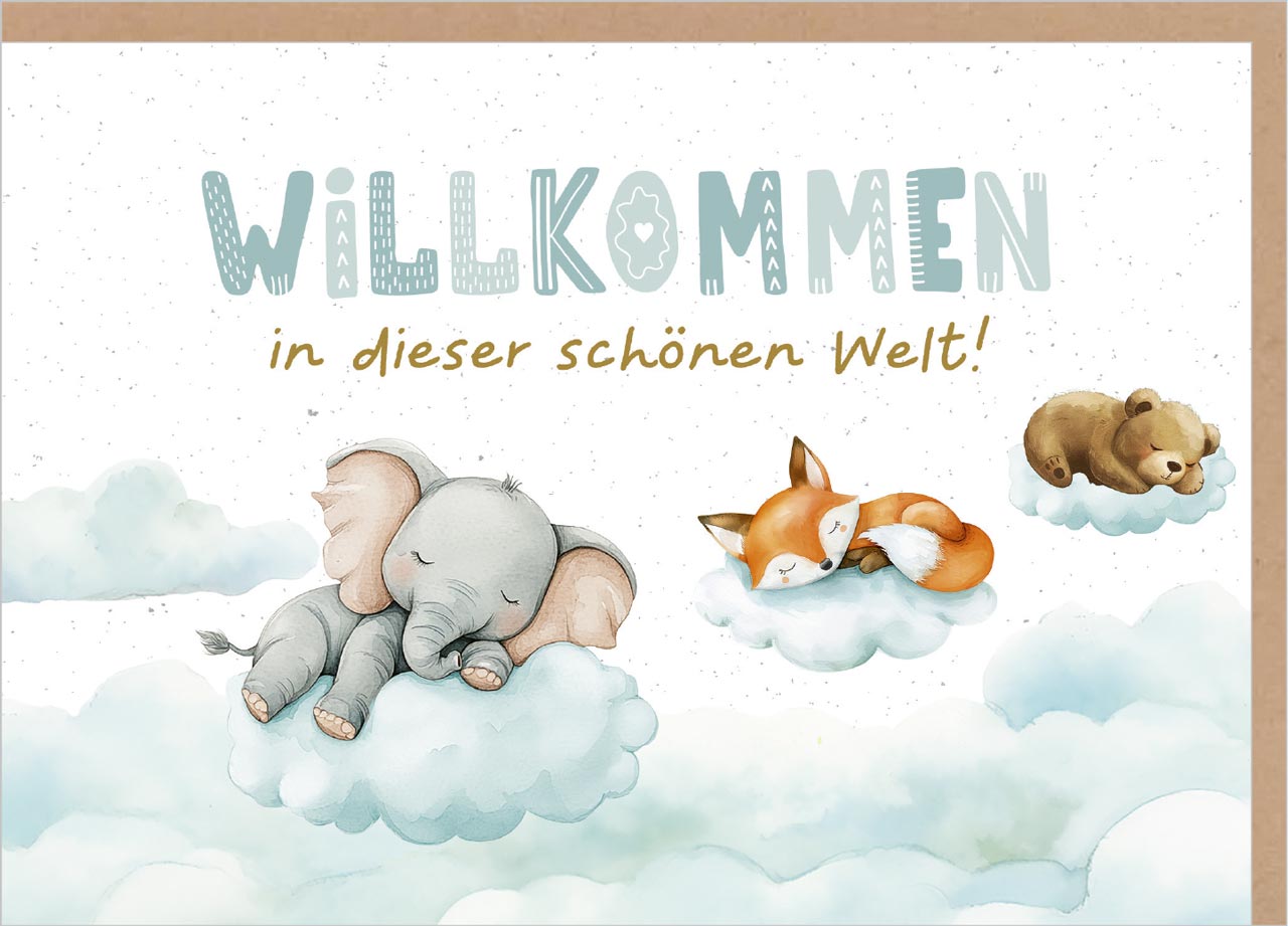 Faltkarte Willkommen in der Welt