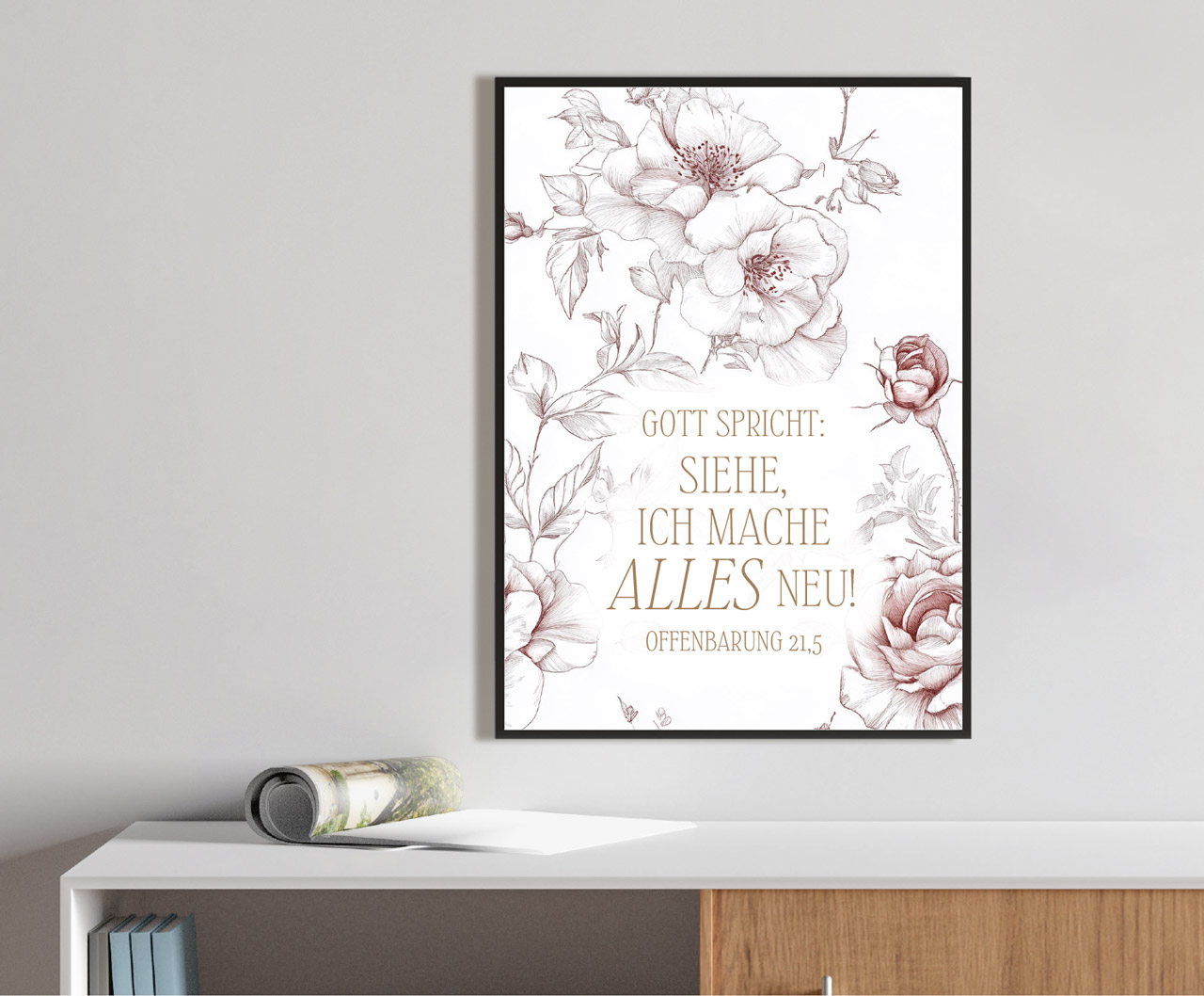 Poster Jahreslosung 2026 Rosen A2