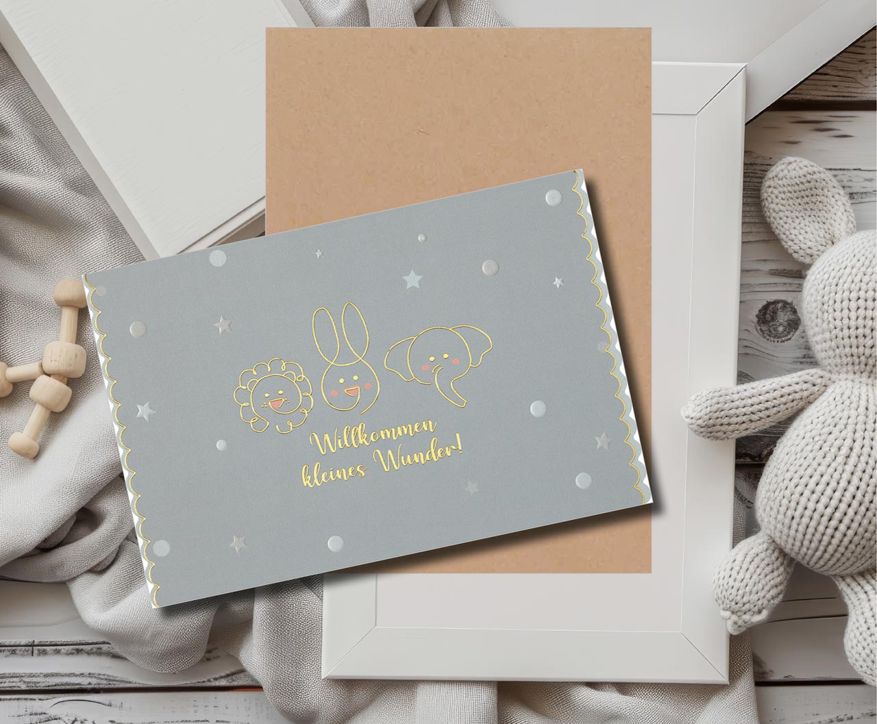 Faltkarte Geburt Willkommen kleines Wunder
