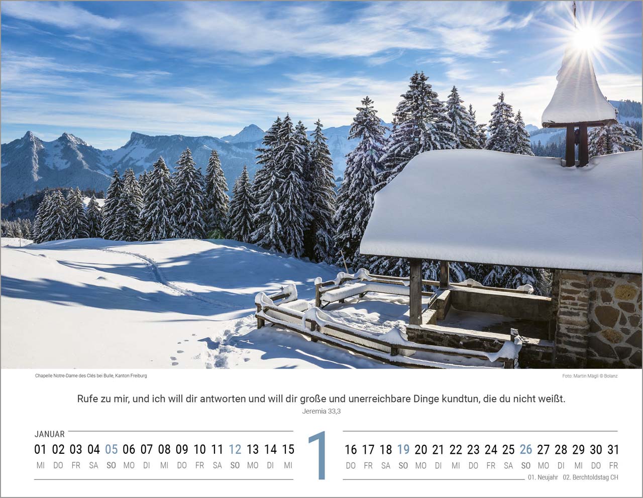 Schweizer Bergwelten Wandkalender 2025