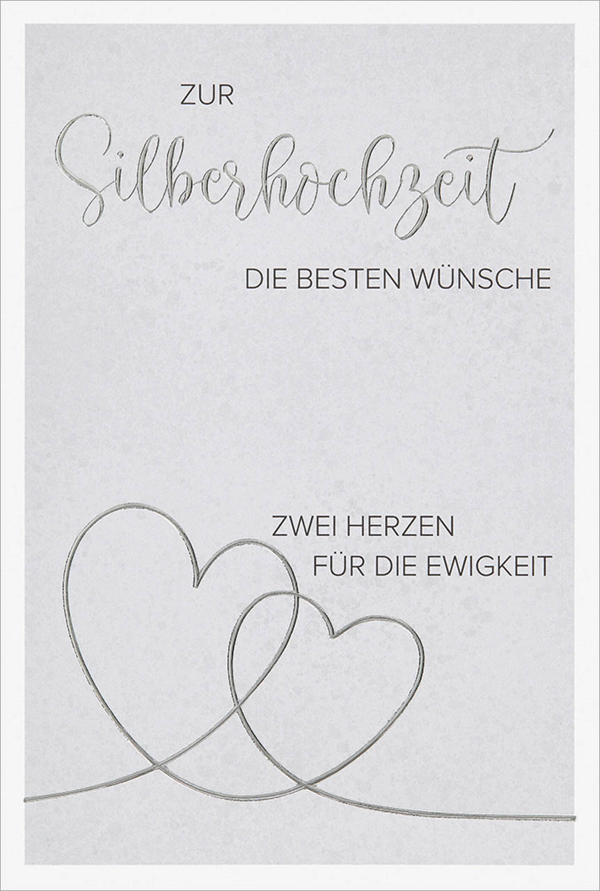 Faltkarte Silberhochzeit Zwei Herzen