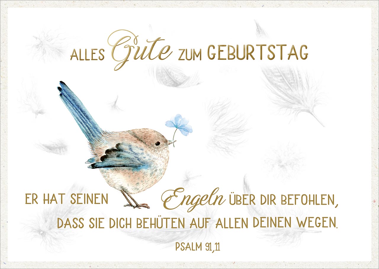 Postkarte Engeln befohlen - Vögelchen