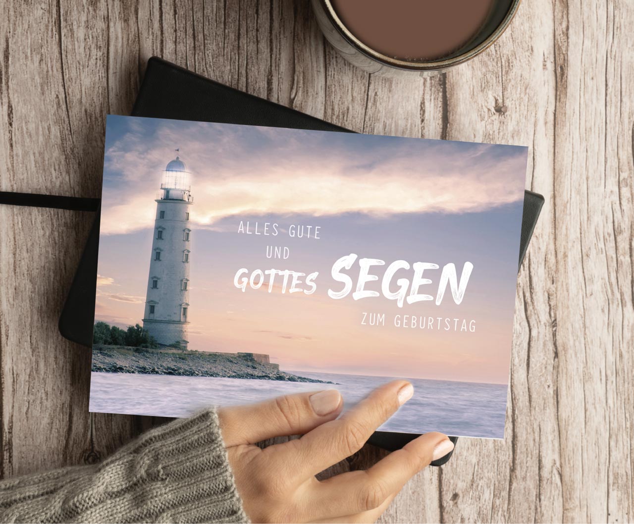 Postkarte Leuchtturm Alles Gute