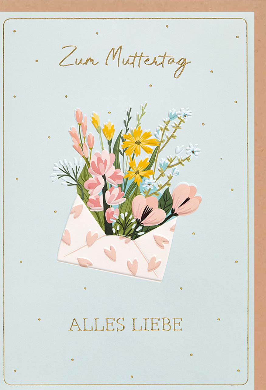 Faltkarte Muttertag Briefumschlag mit Blumenstrauß