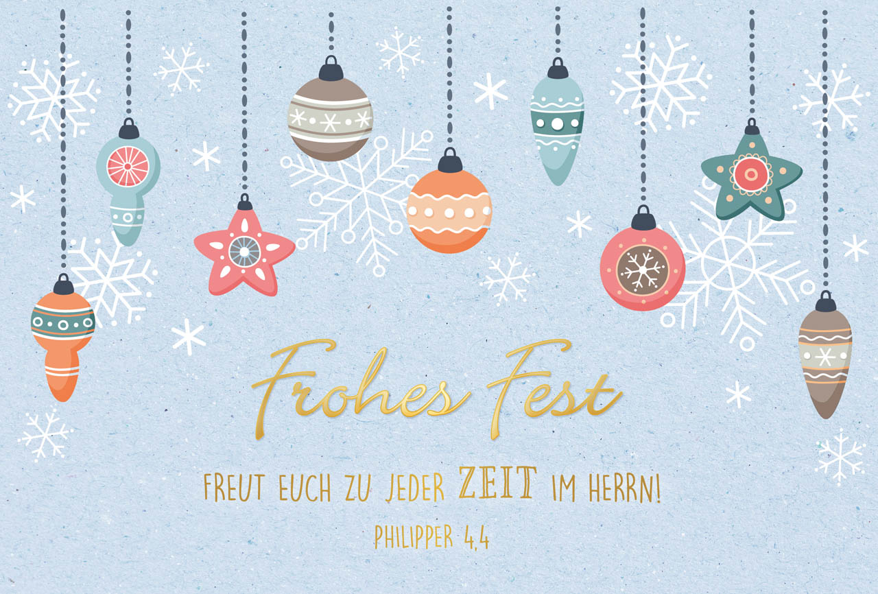 Faltkarte Frohes Fest Kugeln