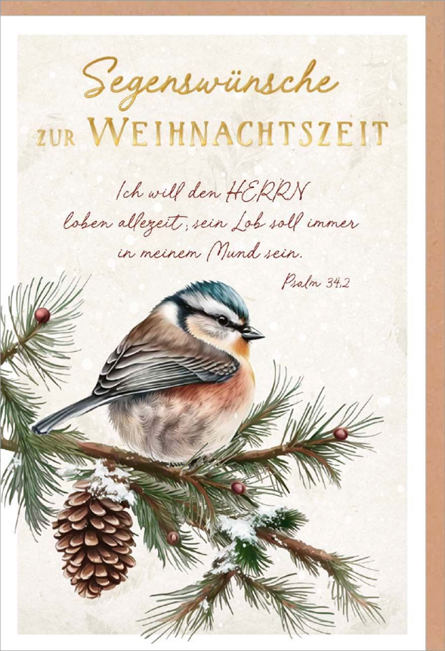 Faltkarte Vogel auf Zweig