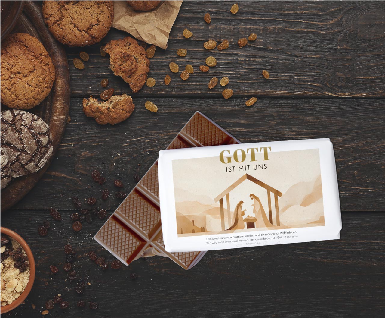 Schokolade Gott ist mit uns