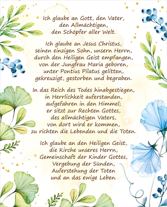 Metallschild Glaubensbekenntnis