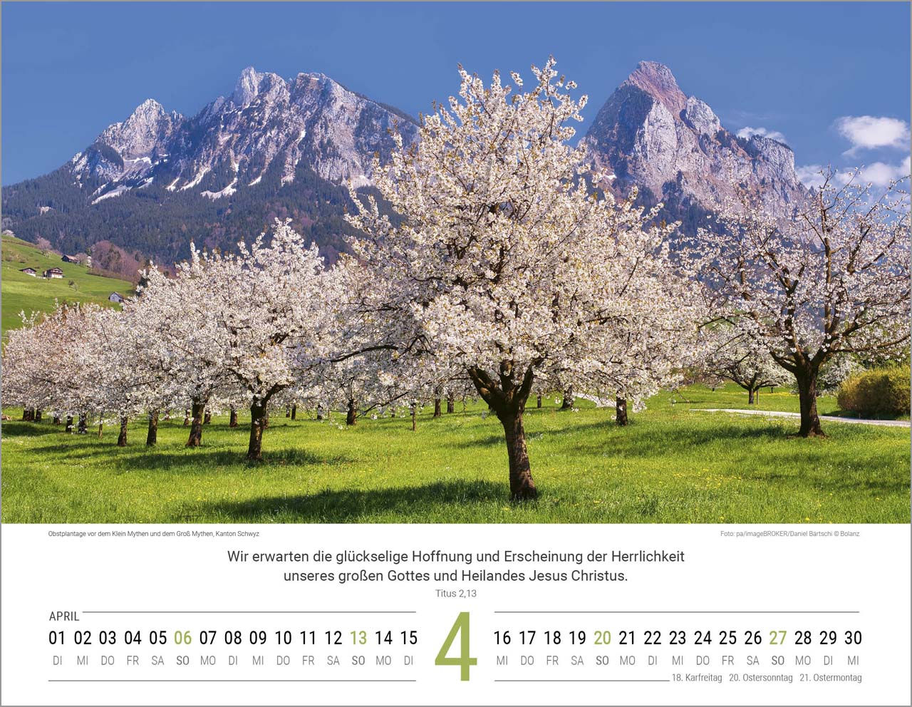 Schweizer Bergwelten Wandkalender 2025