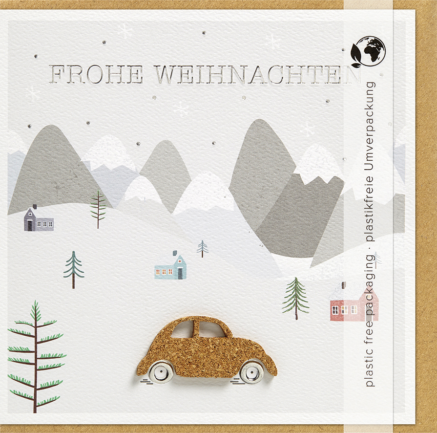 Faltkarte Korkauto im Schnee