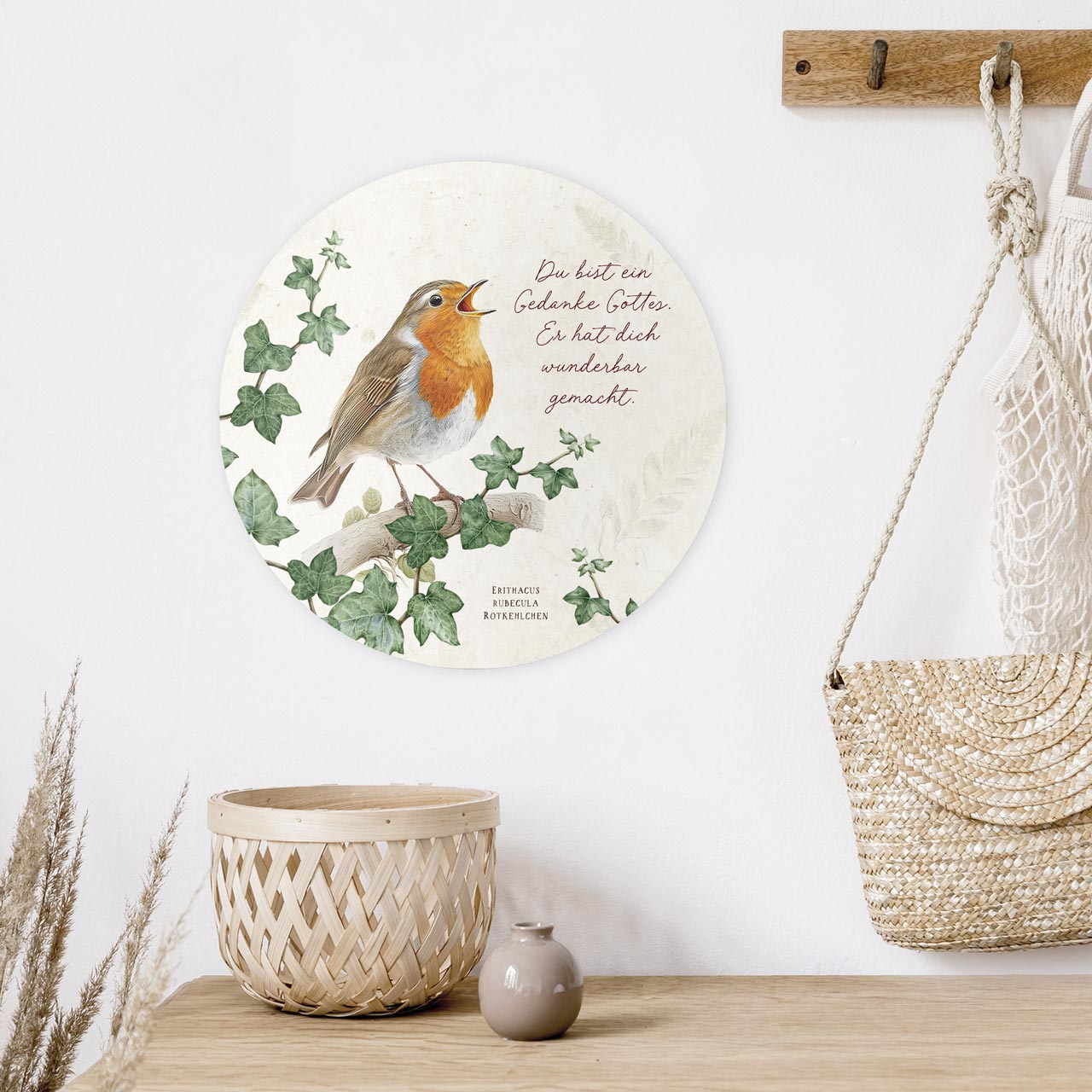 Wandschmuckbild Rotkehlchen 25 cm