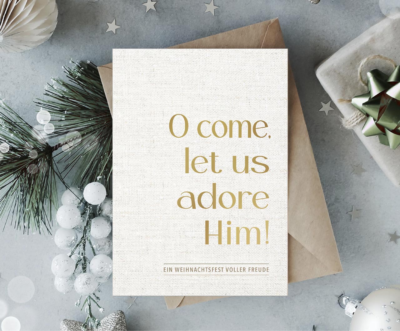 Faltkarte O come let us adore Him!
