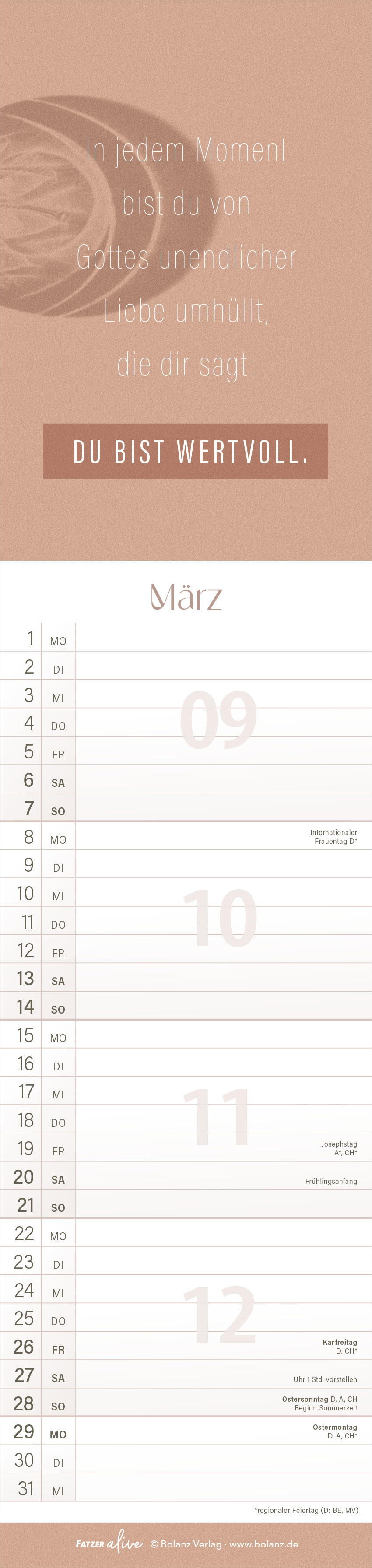 Erfüllt leben 2027 – Streifenterminkalender