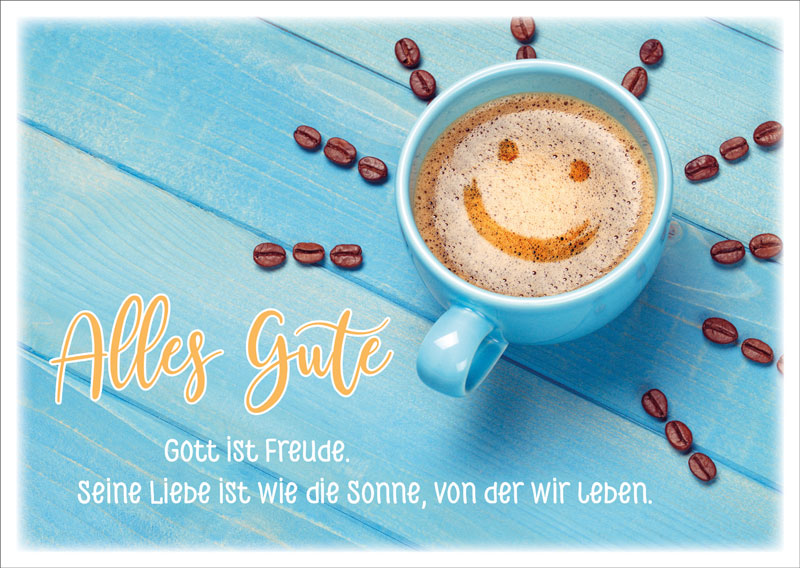 Postkarte Cappuccino Smiley-Gesicht
