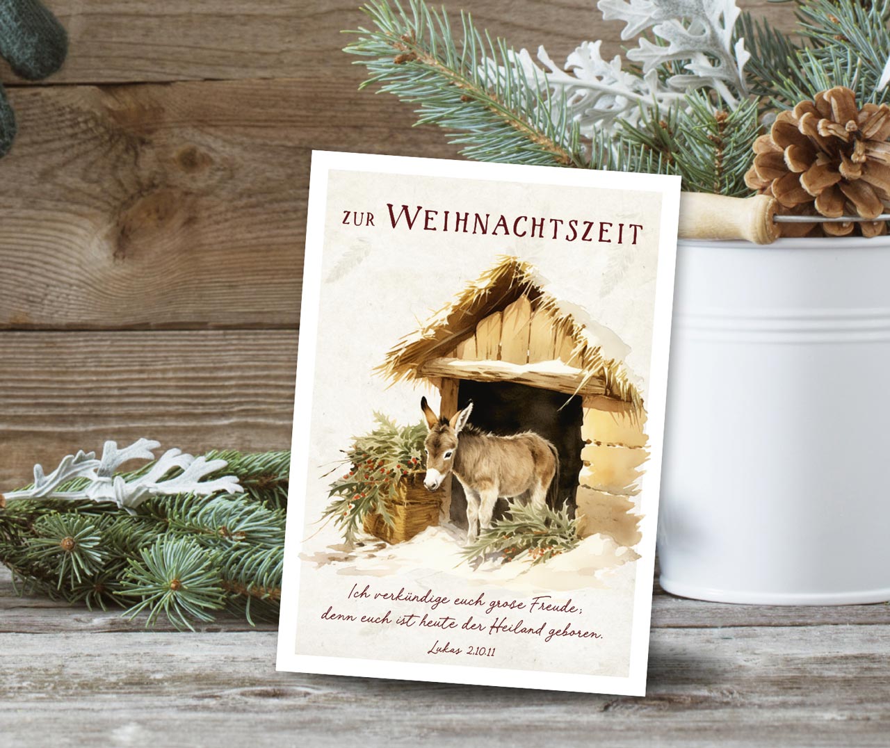 Postkarte Esel Weihnachten