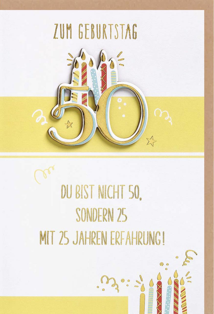 Faltkarte zum 50. Geburtstag Kerzen