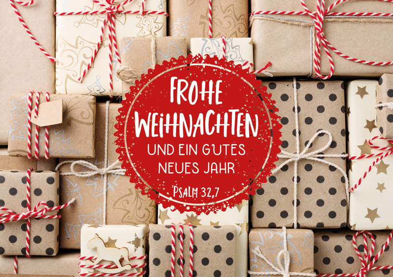 Faltkarte Viele Weihnachtspäckchen