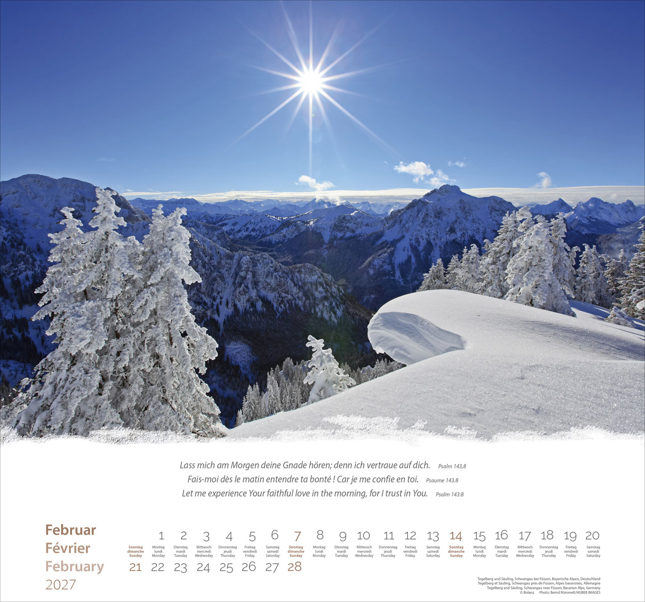 Berge-Montagnes-Mountains 2027 – Wandkalender