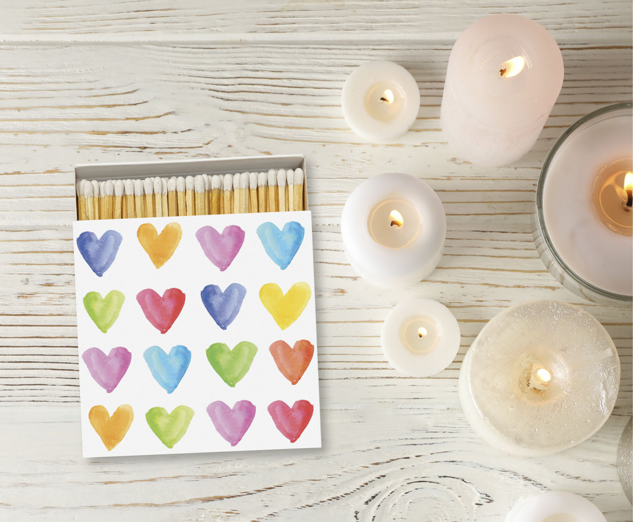 Streichhölzer Aquarell Hearts