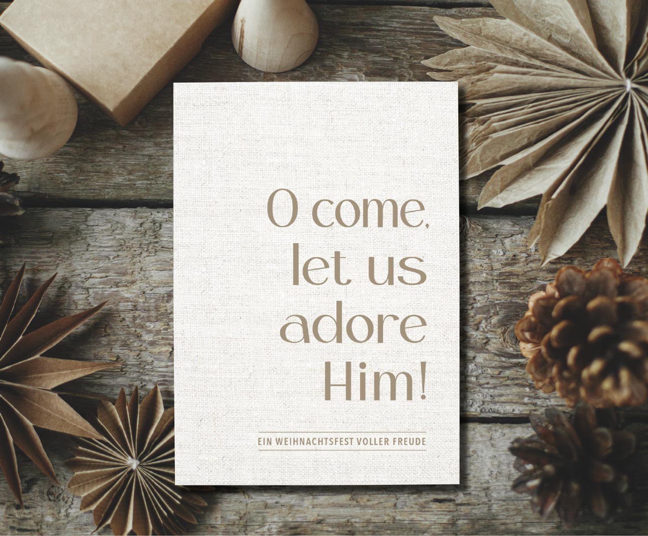 Postkarte O come let us adore Him!