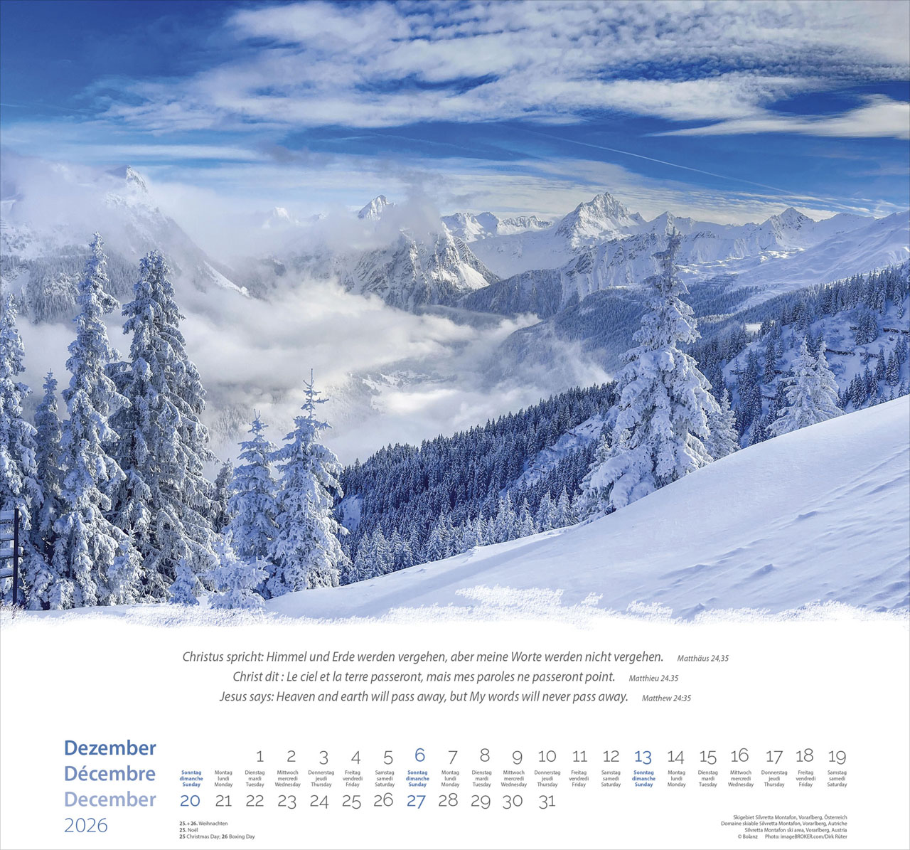 Berge-Montagnes-Mountains 2026 - Wandkalender Berge-Montagnes-Mountains 2026 - Wandkalender