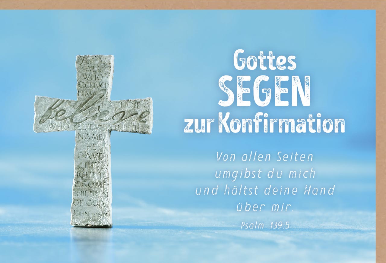 Faltkarte Gottes Segen zur Konfirmation - Kreuz