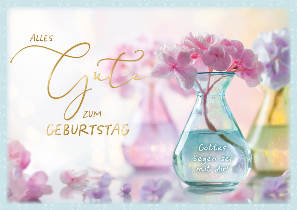 Postkarte Geburtstag Hortensienblüte