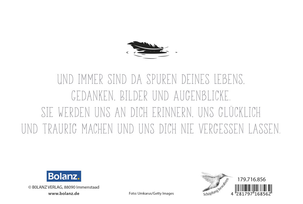 Faltkarte In stiller Trauer - Feder