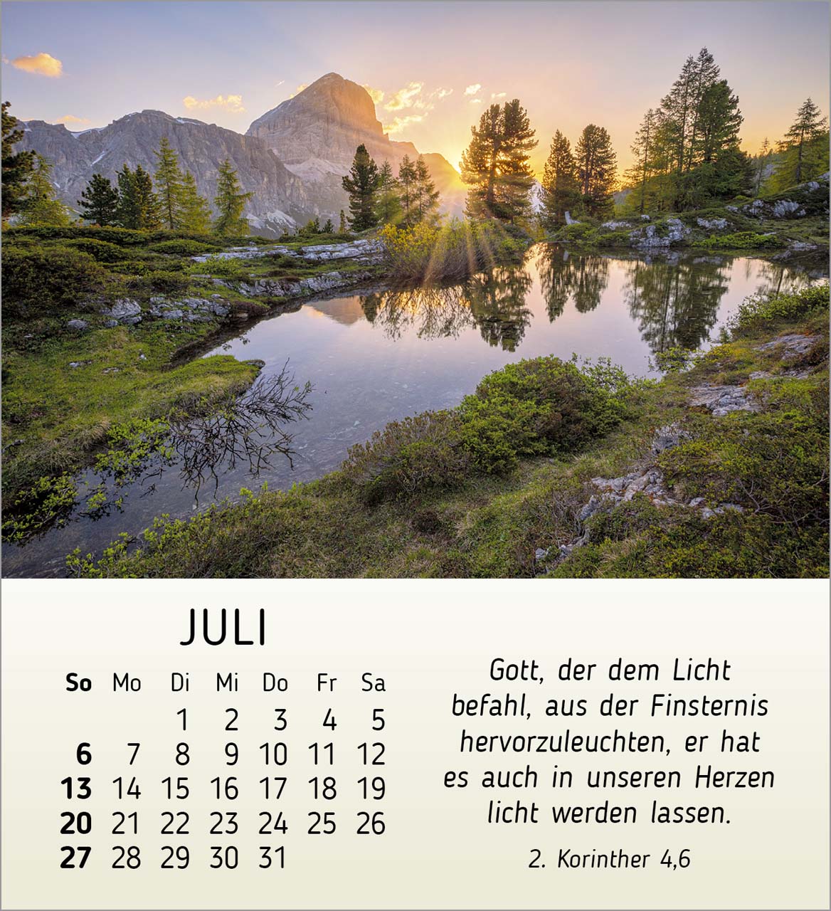 Schönheit des Lichts Tischkalender