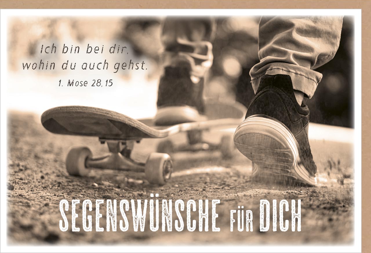 Faltkarte Segenswünsche zur Einsegnung/biblischer Unterricht - Skateboard braun