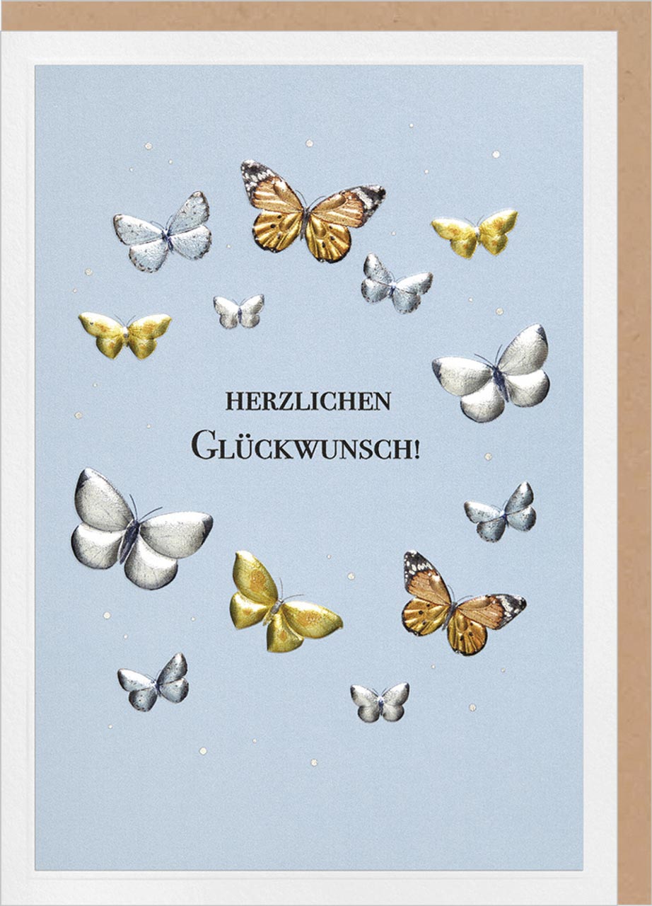 Faltkarte Herzlichen Glückwünsch - Schmetterlinge